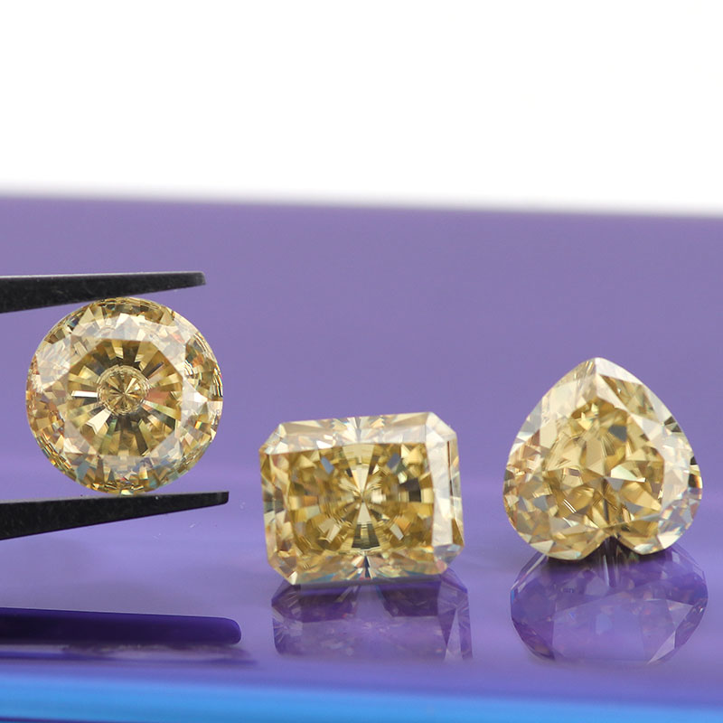 Moissanite Loose Stone 1ct-4ct Yellow Color Excellent Round Radiant Heart Cut Mossant Diamond Gemstone For Jewelry Making With GRA Report