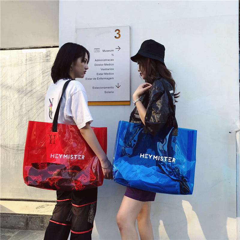 Beach bag student plastic transparent jelly bag one shoulder womens bag advertising beach pvc tote bag 250508