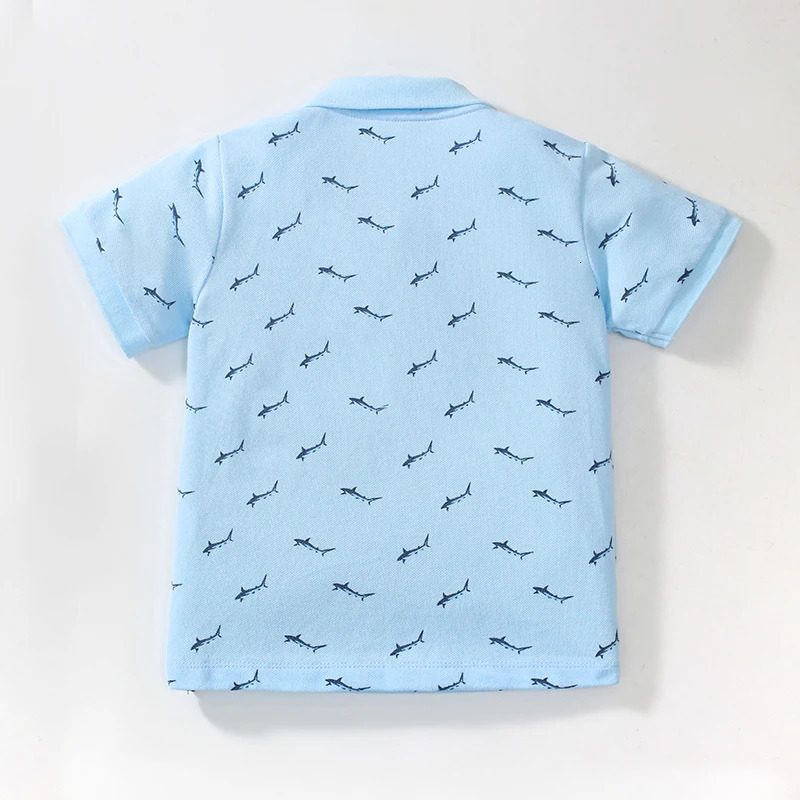 Little maven Childrens Clothing T shirts Summer Cartoon Sharks Polo Shirts Baby Boys Casual Kids Clothes Cotton 250508