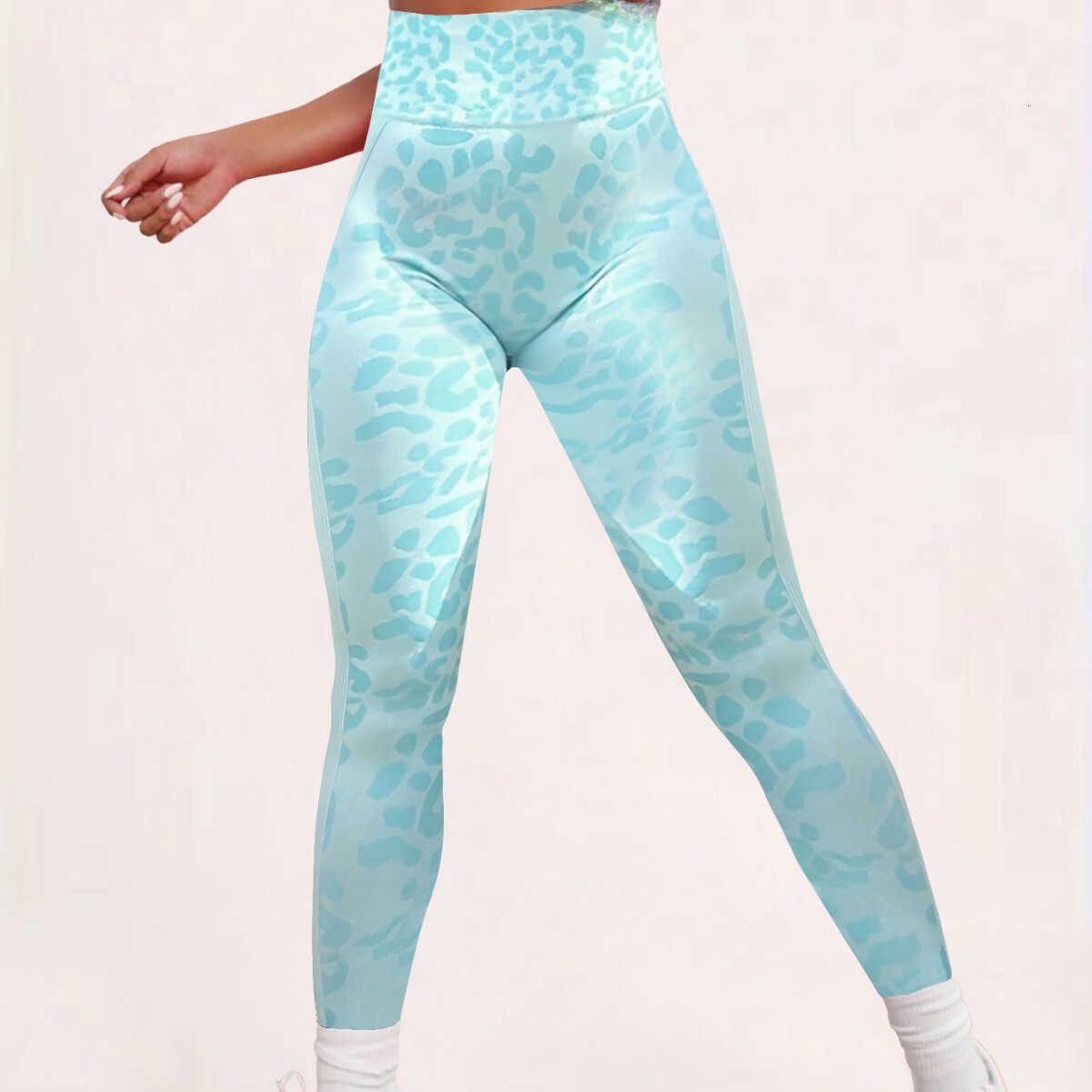 Leopard print sexy yoga pants, women's high waist, tight fitting, hip lifting, sports running and fitness pants