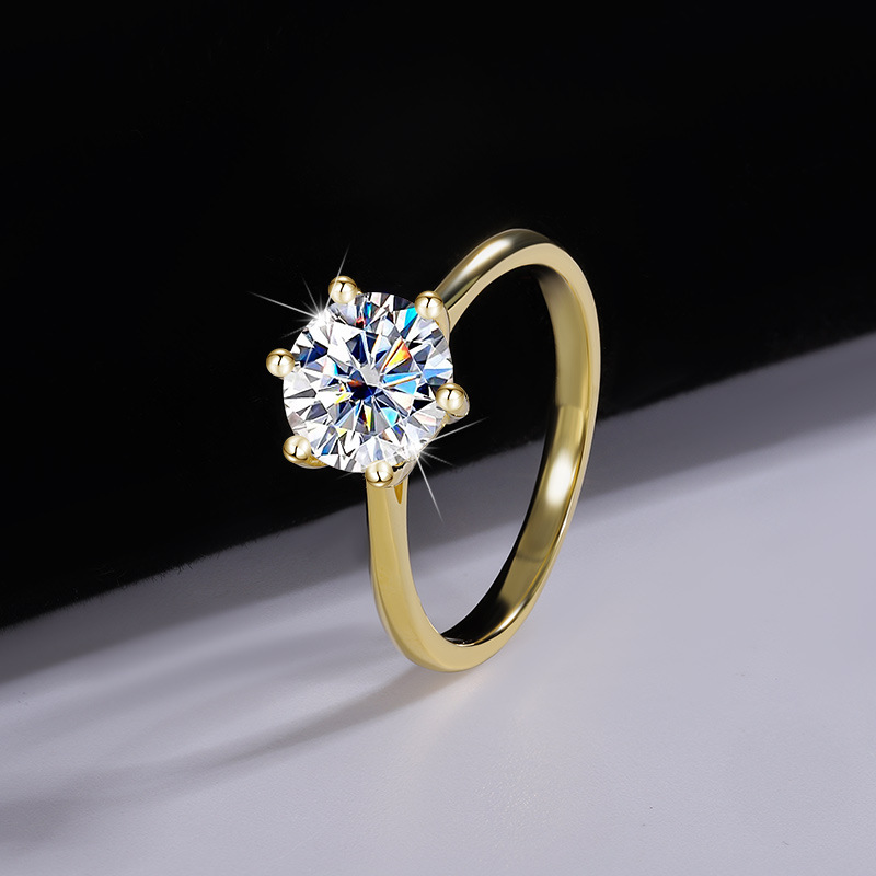 2Ct Drop Ship Wedding Rings Classical Six Claw Simple Fashion Jewelry 925 Sterling Silver 18k Gold Fill Round Lab Moissanite Diamond Party Eternity La