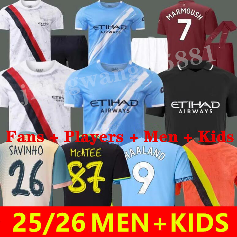 2025 2026 Soccer Jerseys HAALAND DE BRUYNE CITIES FERRAN MAHREZ FODEN BERNARDO JOAO CANCELO Z RODRIGO 24 25 26 Football Shirt Men Kids Kit