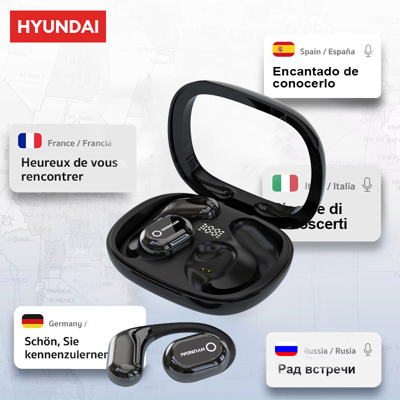 HYUNDAI HY-Y16 AI Translation Wireless Earphones Support Multi Languages Real Time OWS Headphones HIFI Stereo HD Call