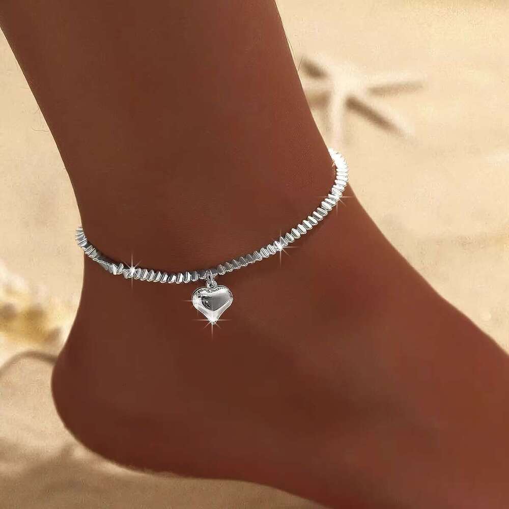 DHcollections Pure Sier Jewelry Cross Pearl Sparkling Chain, Girl's Ankle Chain
