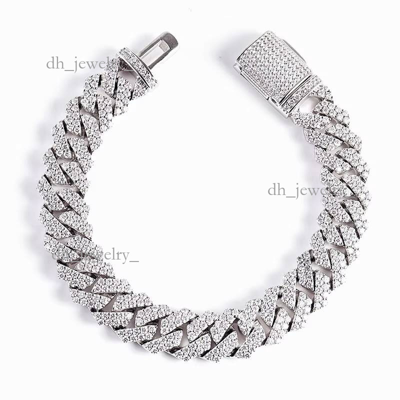 8MM Full Moissanite Chain Bracelet for Men Women Certified 100% Sterling Sier Hip Hop Cuban Link Male Jewelry Gift
