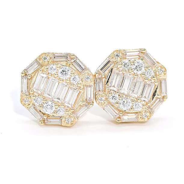 Real 10K 14K Earrings, Gra Certified Long Stick Bread Cutting Vvs Moissanite Gold Earrings