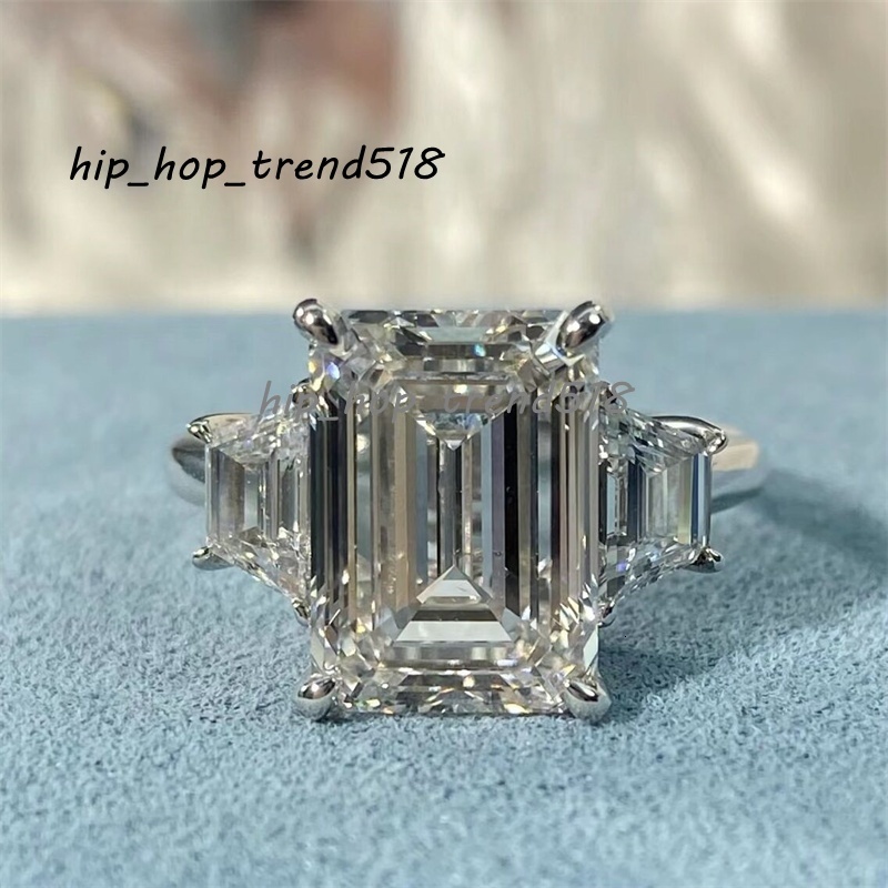 10K 14K 18K White Gold IGI Certificated Lab Grown Diamond 5CT Vintage Engagement Emerald Cut Ring