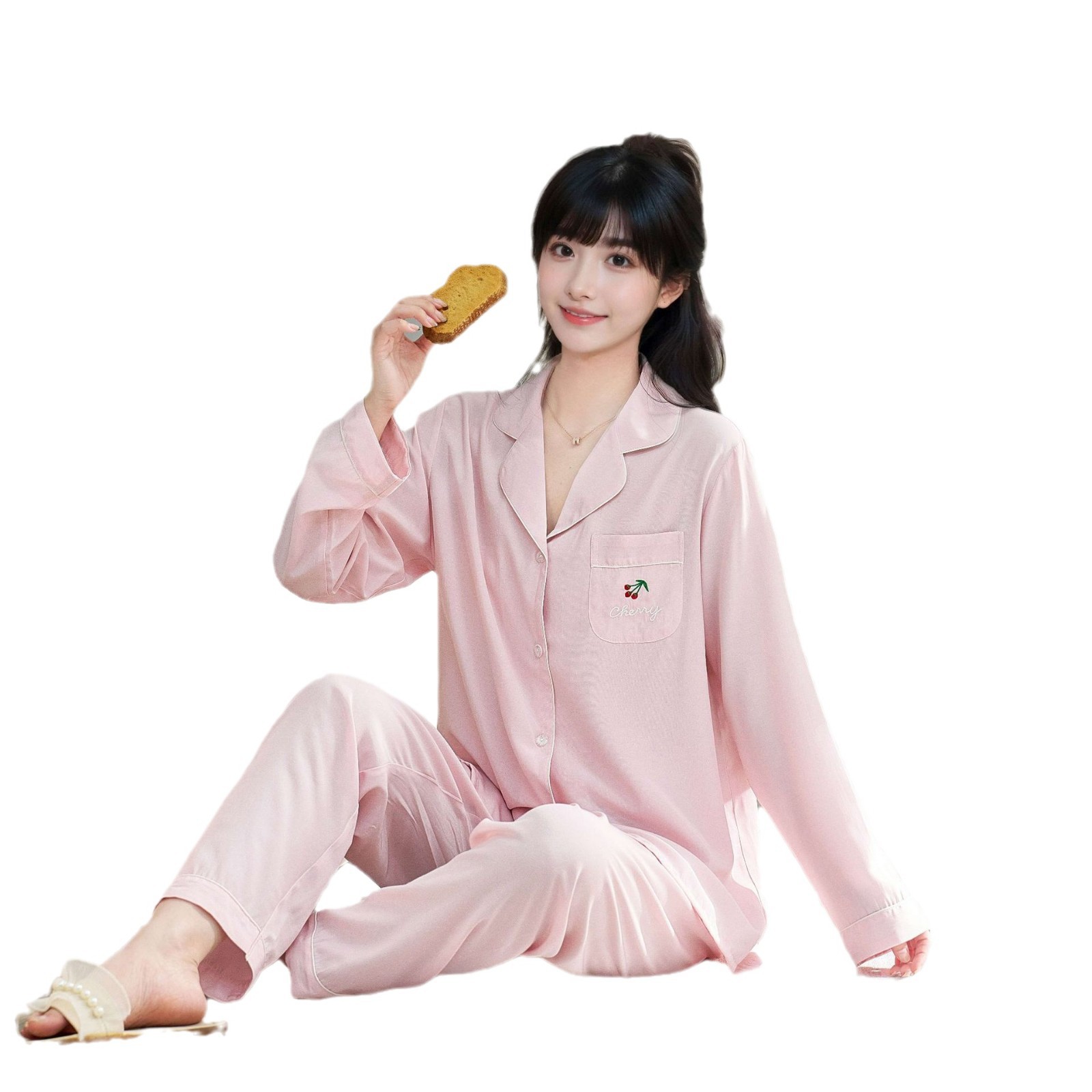 B869-Girls' nightdress short-sleeved thin breathable cool and comfortable big girl ladies home clothes pajamas summer