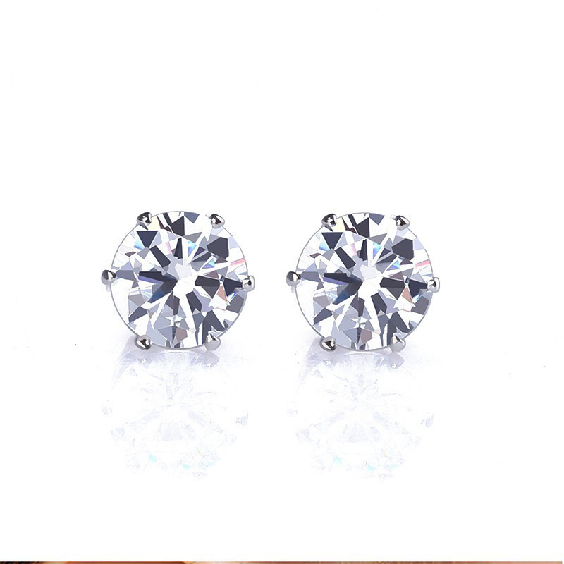 Xinghezhuan 316 stainless six claw crown zircon small earrings, simple titanium steel super sparkling ear bone earrings
