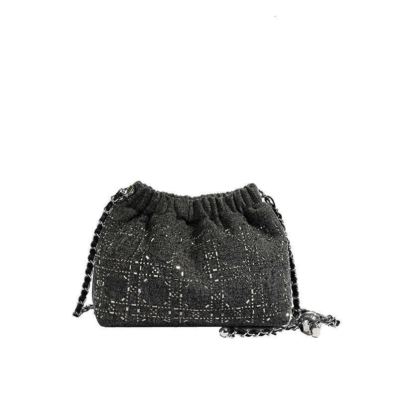 Dinner Bag Dinner Bag Wrinkled Underarm Small Women New Fashionable Denim Bright Diamond Bucket For Autumn And Winter Versatile Chain Crossbody Bag KQ