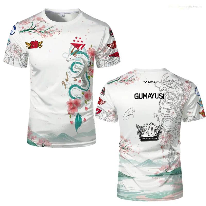 Mens T Shirts T1 E-sports Club 20th Anniversary Special T-shirts Trendy Competition Tops Faker Fan Support T-shirt