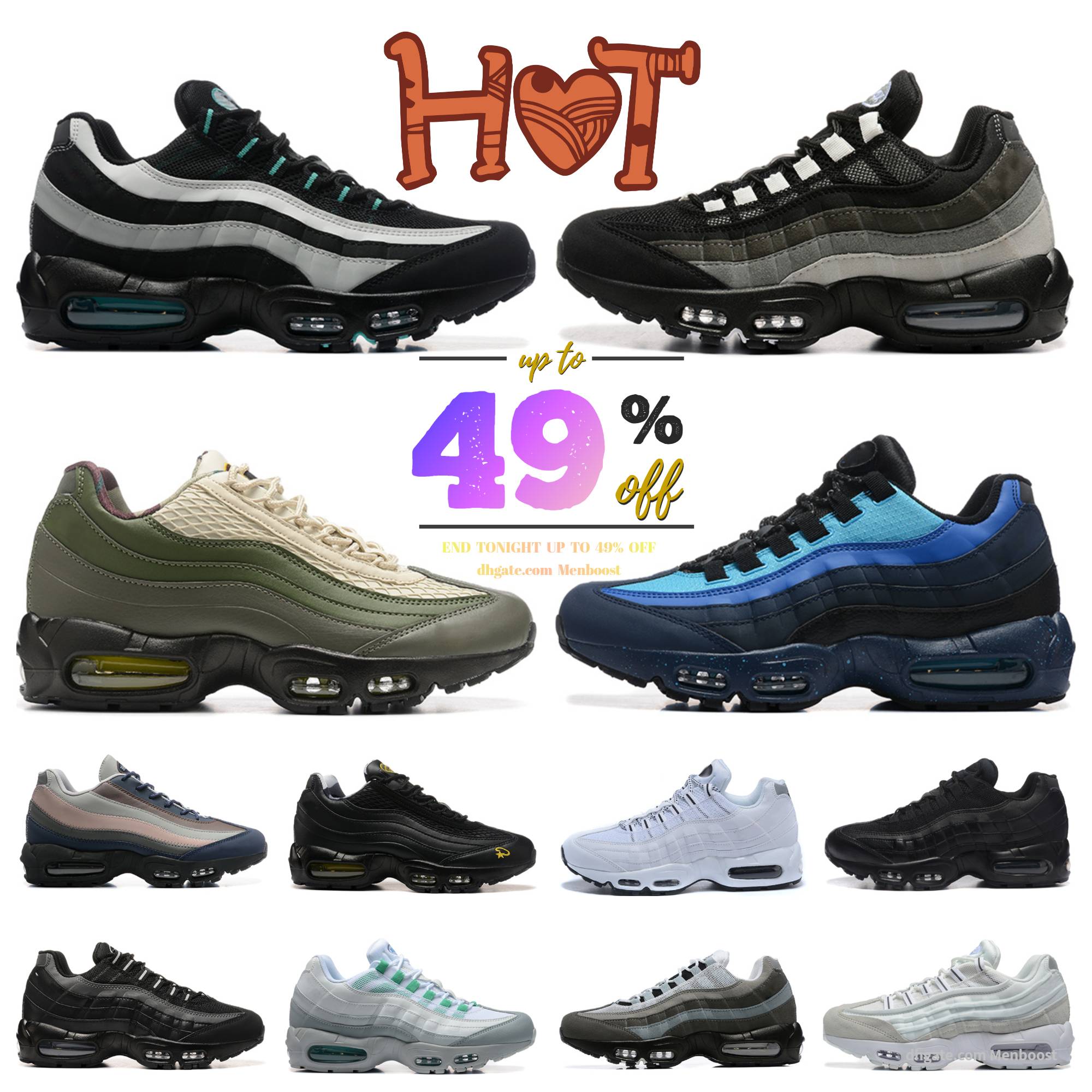 Designer Mens 95 95s Neon Running Shoes UndefeateD Triple Black White Honey Jade Jewel Baltic Blue Reverse Dust Gutta Green Greedy Hyper Turquoise Trainers Sneakers