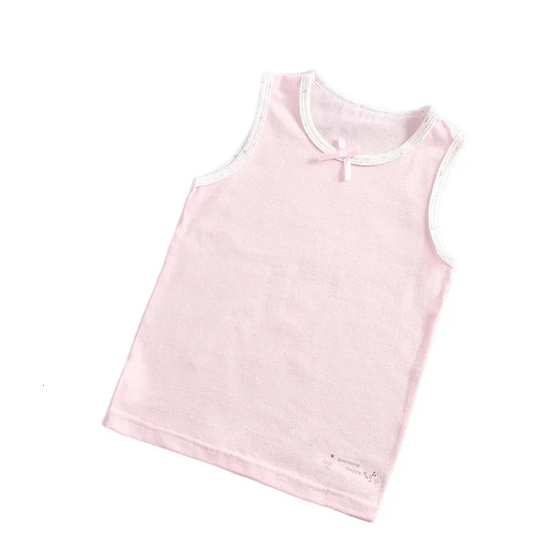 Kids Vest Tank Top Girl Tops Soft Korean Style Pink/Flowered 100-150Yard Cute Fashionable Wear Toddler Tops Teenage Clothes 250508
