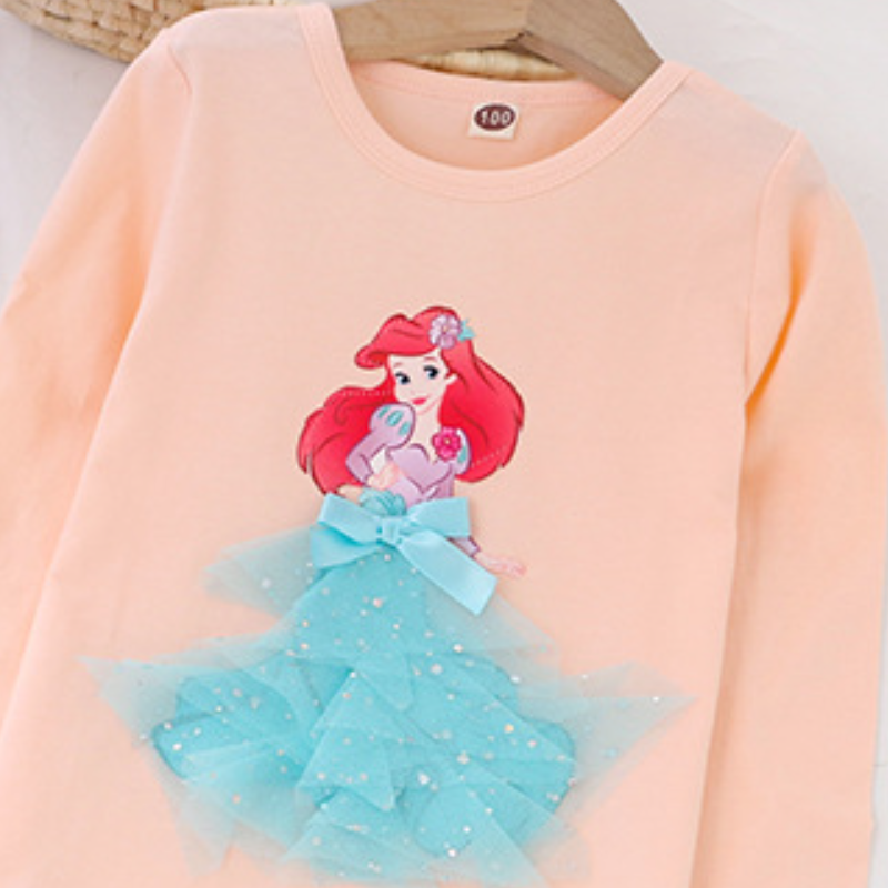DISNEY Frozen Princess Elsa T-shirt little girl top princess print design label-free design Children's Day costume designer costume casual style.