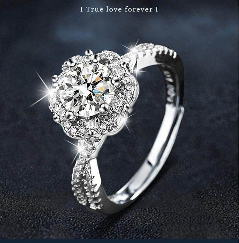 925 Sterling Silver Adjustable Ring, Moissanite Gemstone, Non-Tarnish, Elegant Minimalist Design