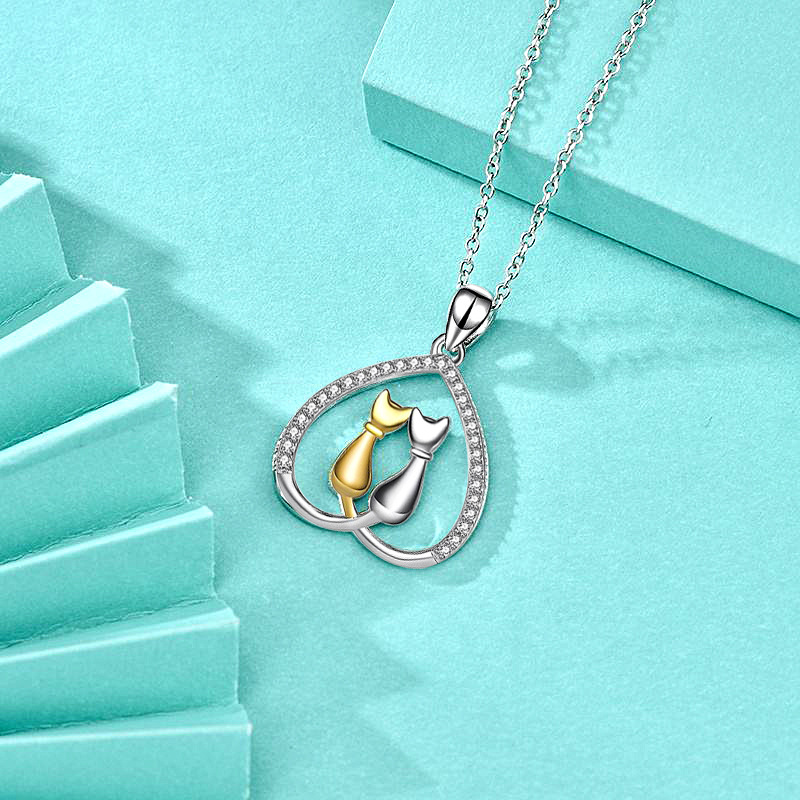 Sophisticated Feline Motif 925 SS Heart Shaped Cat Pin | Ideal Gift Item for Feminine Fashionistas