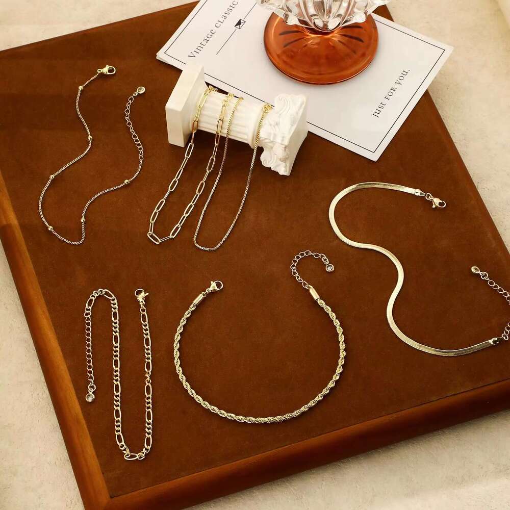DHcollections A0144 Fashion Gold Plated Alloy Snake Foot 5-piece Set Women's Ankle Chain Jewelry