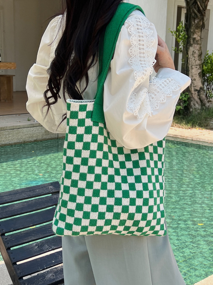 Large Capacity Knitted Bag for Women - Shopping Bag, Casual Knitted Bag, Handheld Shoulder Bag, Versatile Tote Bag, Arm Bag, Trendy Bag
