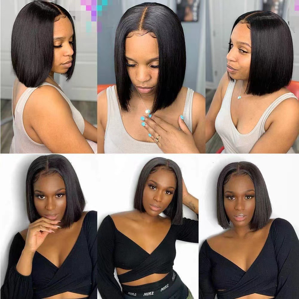 womens Wig fashionable bob head wig split bob head synthetic high-temperature silk
