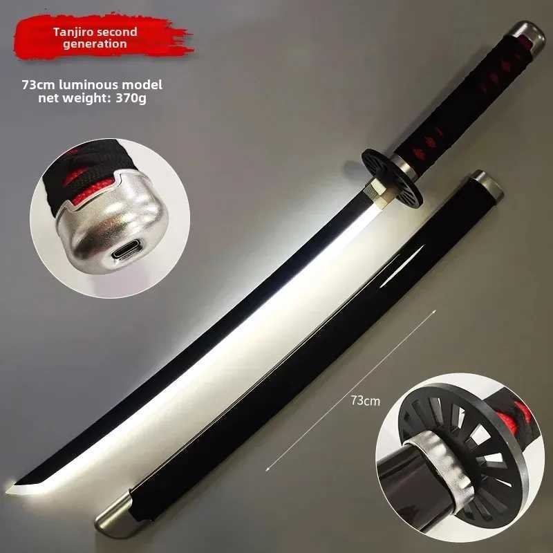 73cm/28.74in Demon Slayer Katana Lightsaber Charge Cosplay Sword Weapon Props Luminous Toys Anime Peripherals Collectible Gift T250508