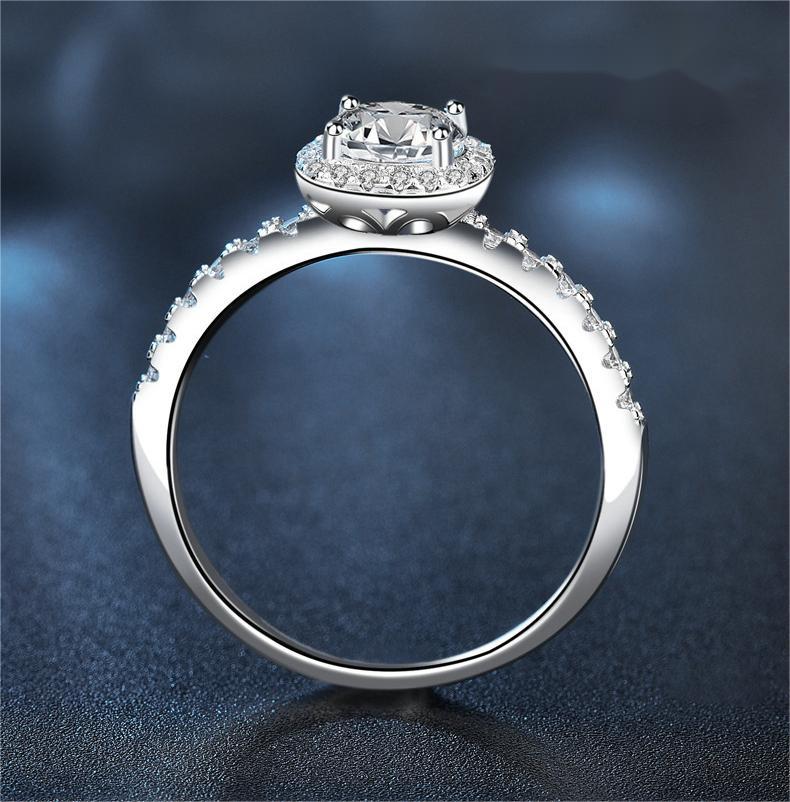 925 Sterling Silver Engagement Ring, Moissanite Gemstone, Elegant Design, High-Quality Luxury Jewelry