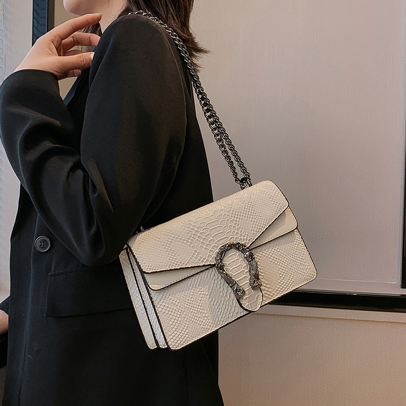 2025 Hot Sale Crocodile-Embossed Flap Crossbody Bag - Designer-Inspired Satchel with Dual Compartments , Structured Shoulder Bag for Women