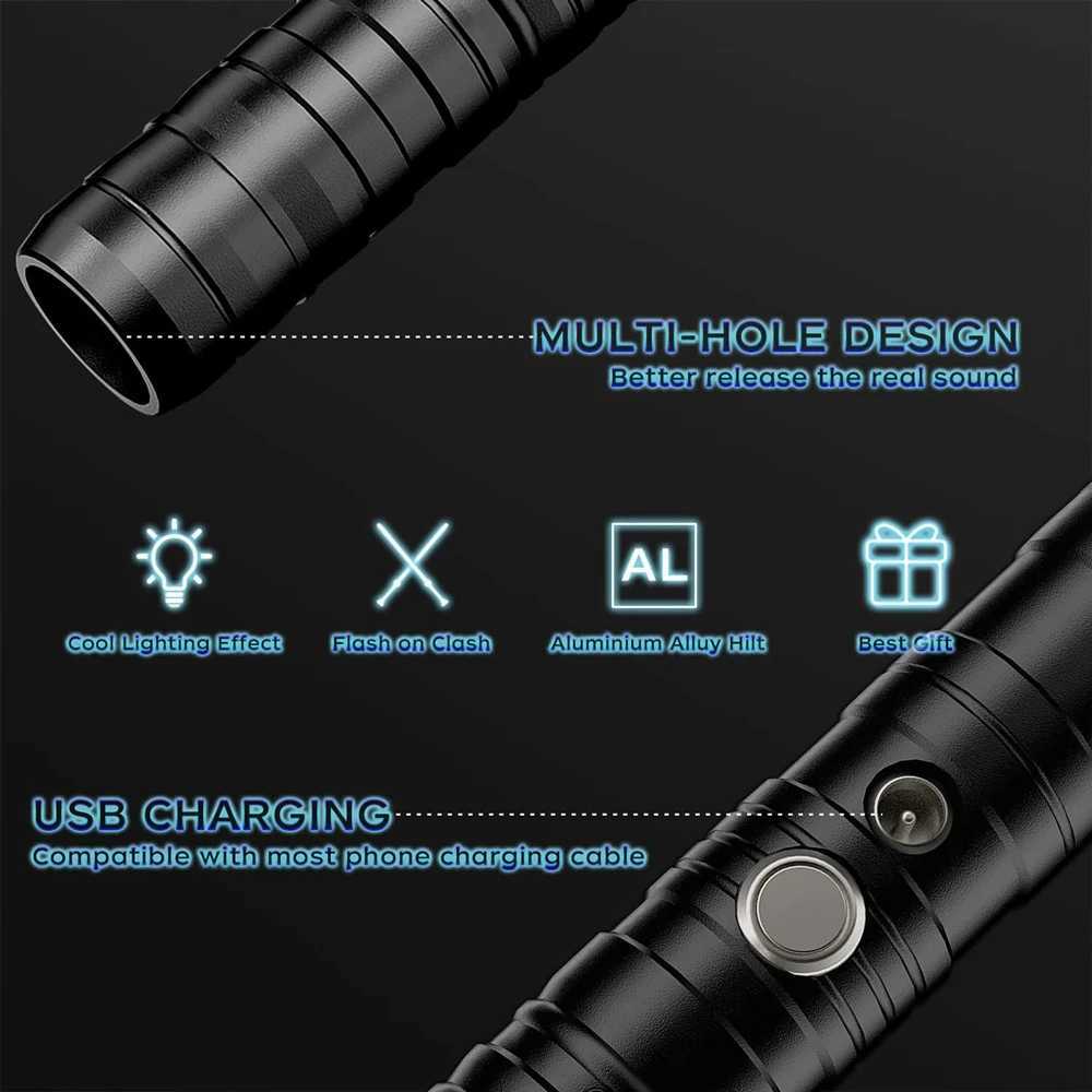 RGB lightsaber 14 color changing metal handle laser sword toy with gravity sensing sound effect role-playing laser sword toy T250508