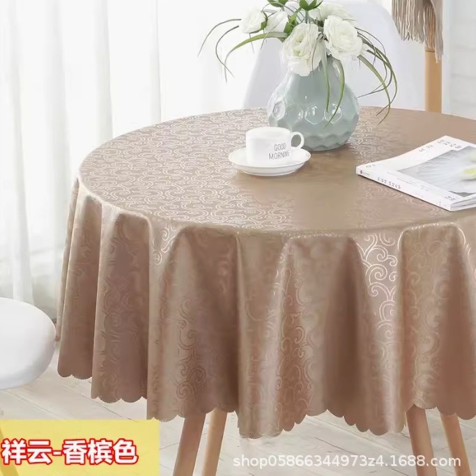 XX0375 high-grade waterproof, oil-proof, scalding-proof and washable tablecloth for restaurants, household, round PU tablecloth for hotels, dirt-resis