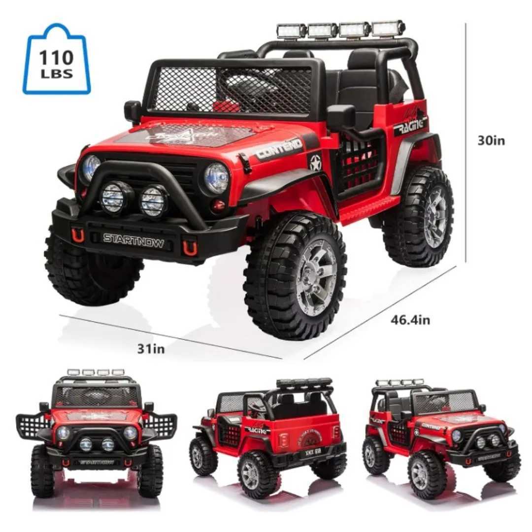 2 Seater Kids Ride on Truck Car 12V Battery Powered Electric Vehicle for Kids w/Remote Spring Suspension LED Light 3 Speeds z250508
