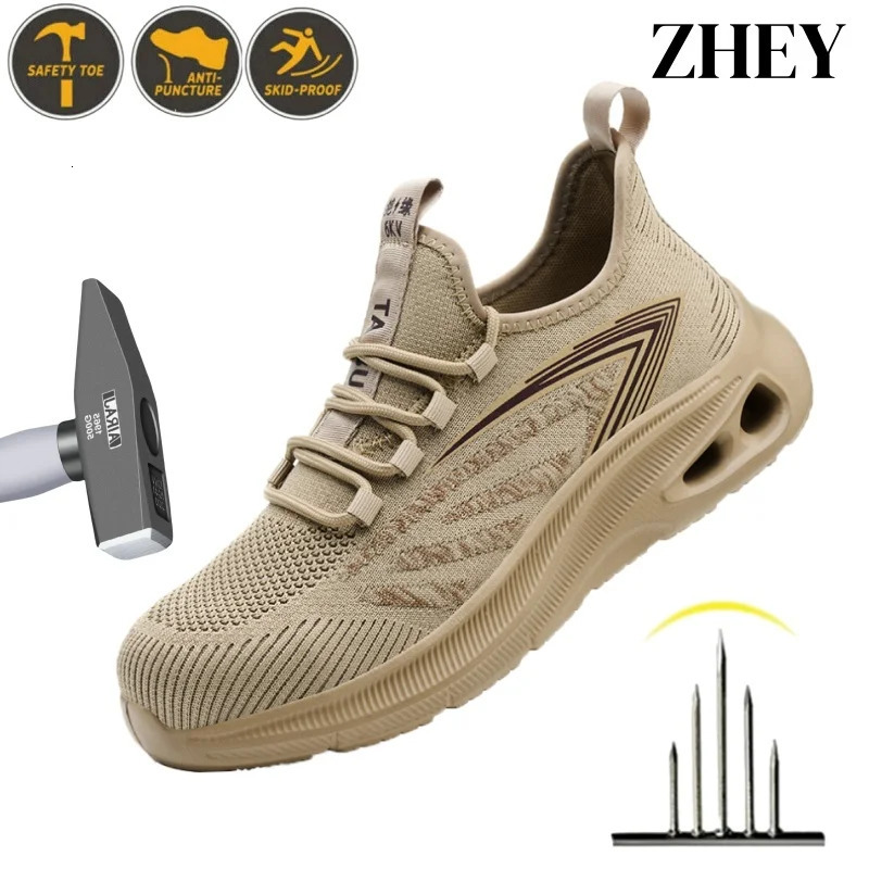 Light Breathable Sneaker Steel Toe Work Shoes Anti-smash Anti-puncture Indestructible Shoes Antistatic Safety Shoes for Men 250507