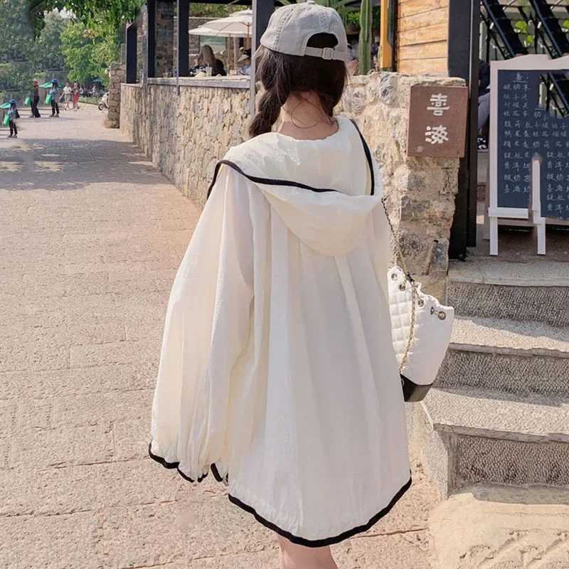 Fashion Hooded Sun Protection Coat Women Summer Long Sleeve Thin Breathable Jacket Female Korean Streetwear Sun-Proof Clothing M250509