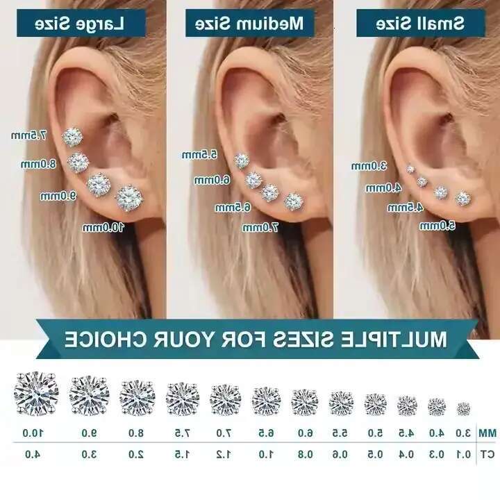 Screwback earring 3mm-13mm piercing jewelry 4 prongs set CVD HPHT lab grown stud in VVS1 radiant designer bag