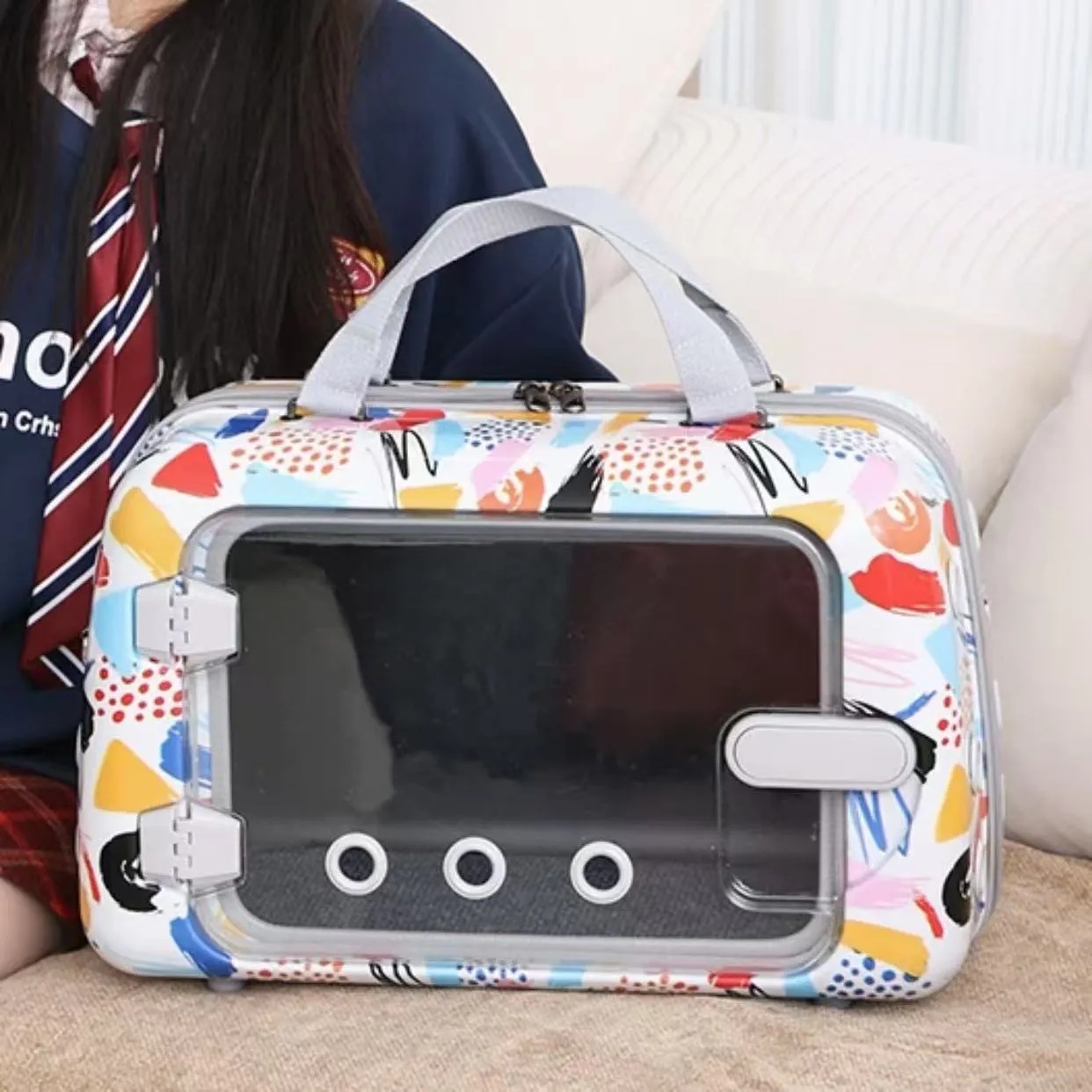 Boarding pet bag, cat outdoor bag, hand-held rabbit bag, large capacity crossbody, single shoulder dog bag, pet spacecraft bag