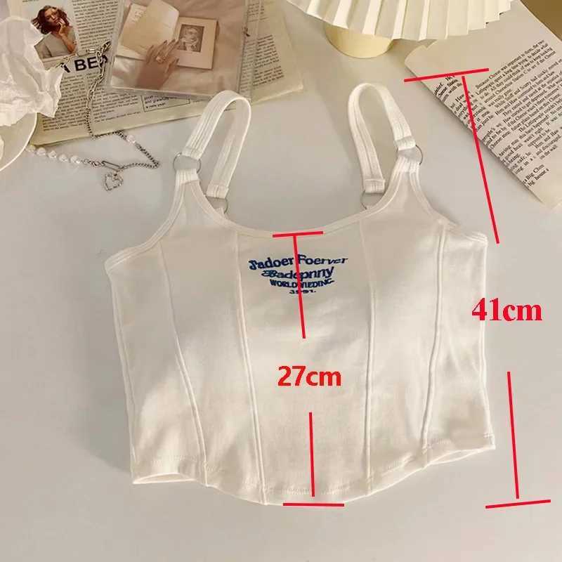 1pc Letter Print Cotton Women Small Breast Bras Hot Girls Wear Casual Slim Underwear Padded Camisole TopXJ250508