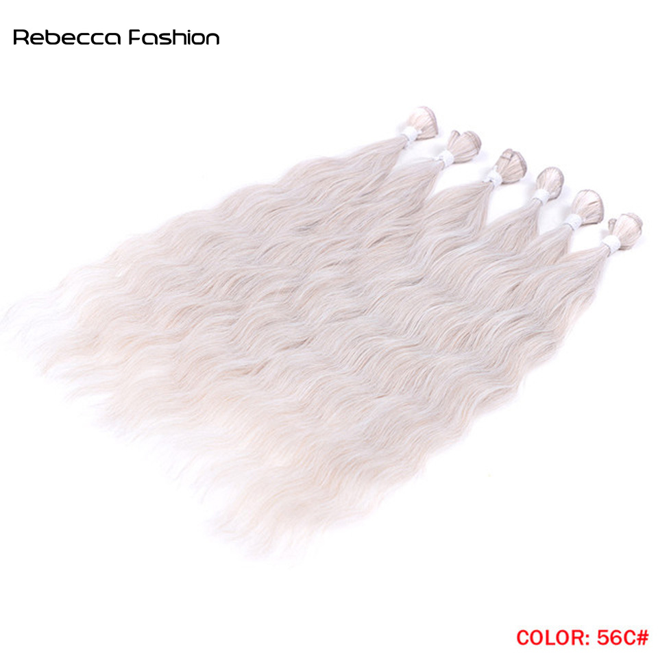 Rebecca Fashion Hair Loose Deep Water Wave Hair Bundles Synthetic Hair Extensions Ombre Blonde Weave Bundles 6Pcs/Pack 20inch Free Shipping