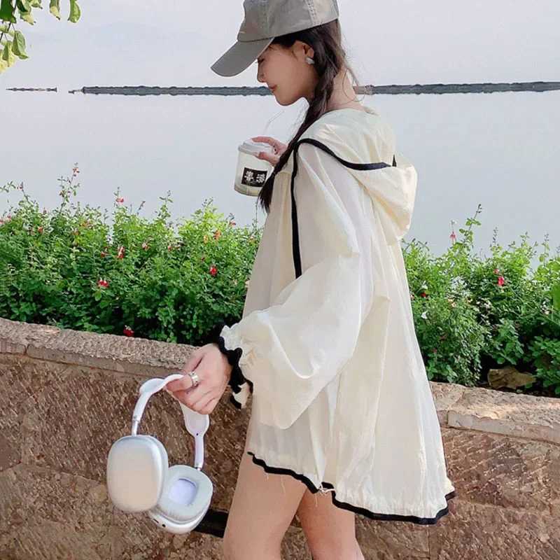 Fashion Hooded Sun Protection Coat Women Summer Long Sleeve Thin Breathable Jacket Female Korean Streetwear Sun-Proof Clothing M250509