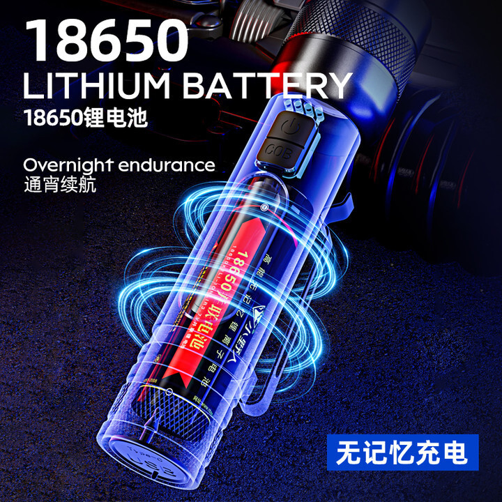 White laser strong side COB zoom belt output outdoor multifunctional tricolor light source flashlight