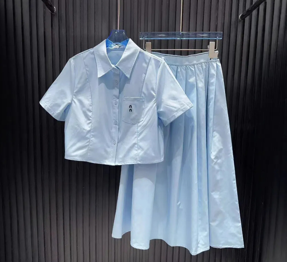 Summer Two Piece Set Women Sets Designer Long Dresses Fashion Summer POLO Shirt Dress Short Sleeves Office Shirt set Waistband Dresses Luxury Dresses Set