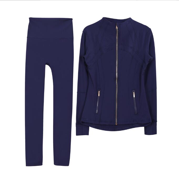 2025 New Women's Definition Jacket Yoga Sets Black Cream Gold Zipper Exercise Long Sleeve Fitness Gym Exposed Sportswear pants Ladies Jackets
