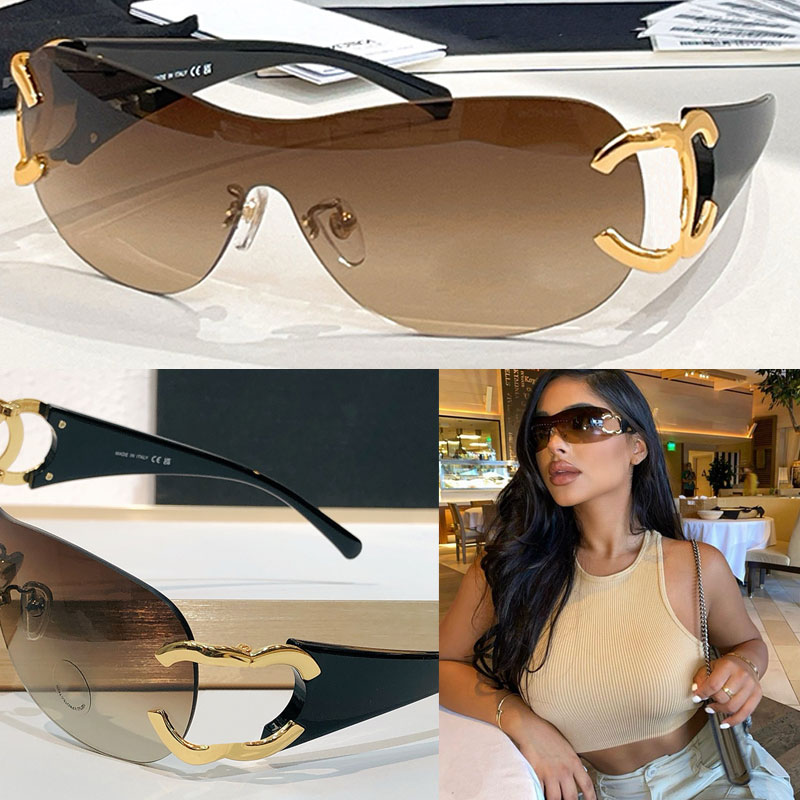 Hot selling one piece gradient lens goggles with wide thighs UV 100% protection for ladies outdoor leisure sunglasses oversize frameless glasses 4125