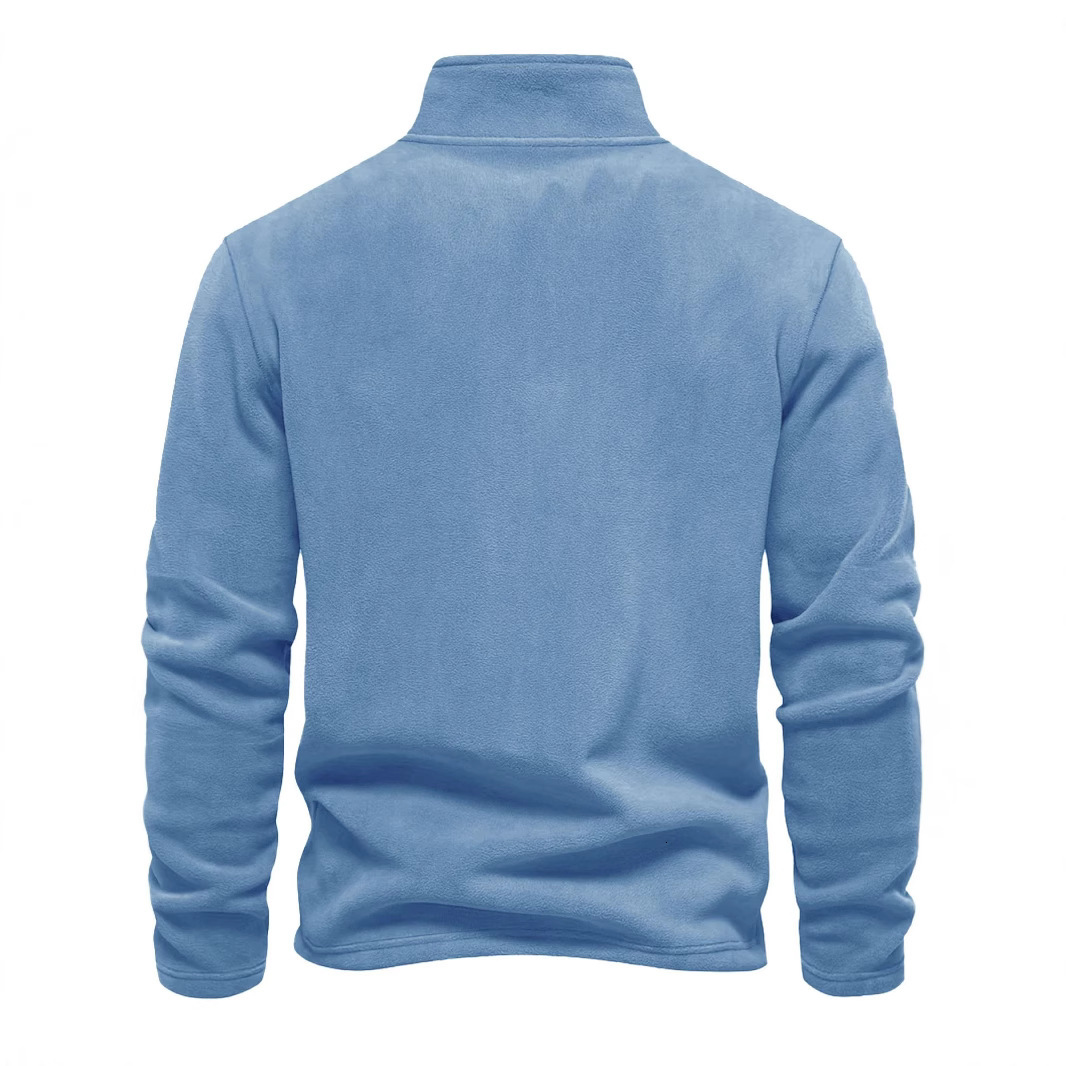 Spring and Autumn New Collection Stand up Collar Half Zipper Long Sleeve Hoodie Trendy Versatile Men's Polar Velvet Top