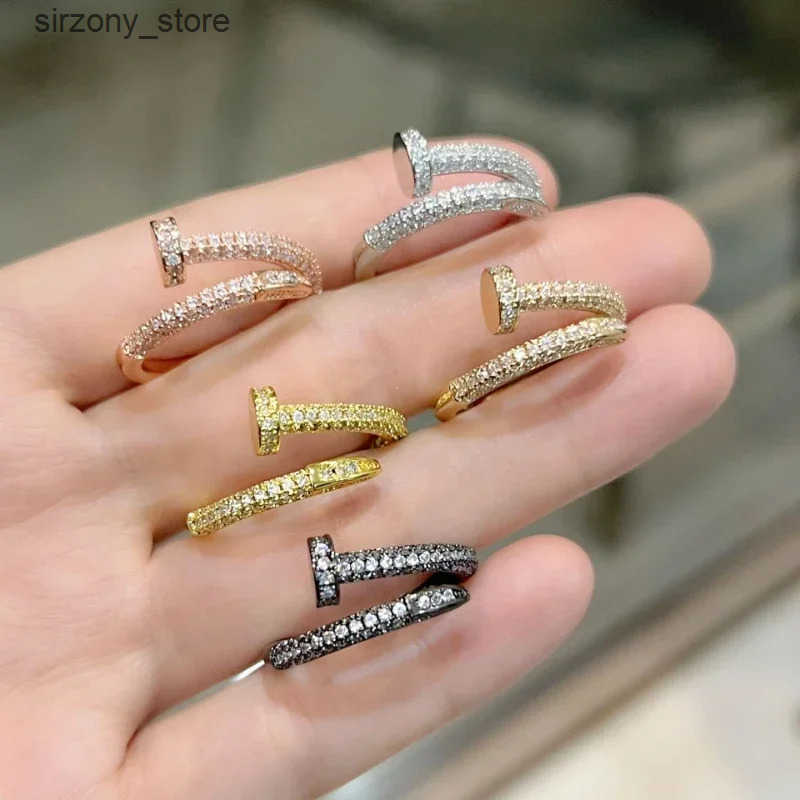 Copper Nails Zircon Series Rings Street Hip-Hop Cool Style INS Niche Design For Girls Holiday Gifts z250509