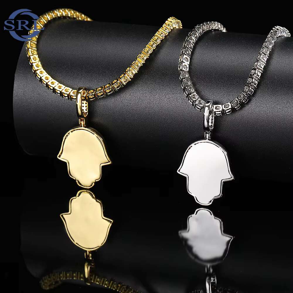 Wholesale Hip Hop Hamsa Hand ZIRCON Moissanite Diamond Pendants Iced Out Gold Plating 18k Electroplating Pendant