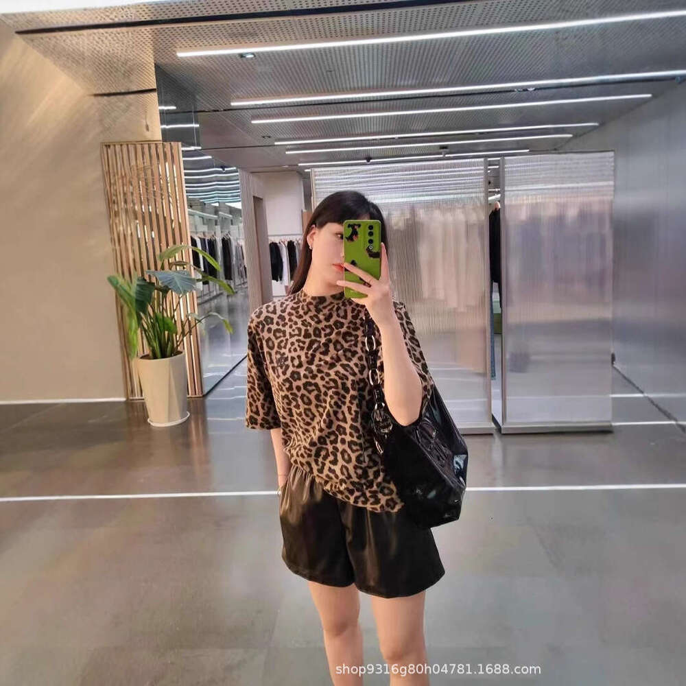 hoodie fashion women's clothing Southern Oil High Version Spring/Summer New American Niche Leopard Print Round Neck Loose Short Sleeve T-shirt fo