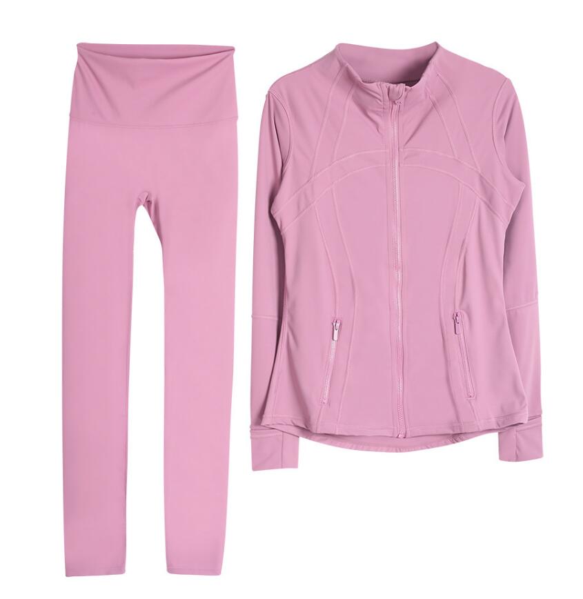 2025 New Women's Definition Jacket Yoga Sets Black Cream Gold Zipper Exercise Long Sleeve Fitness Gym Exposed Sportswear pants Ladies Jackets