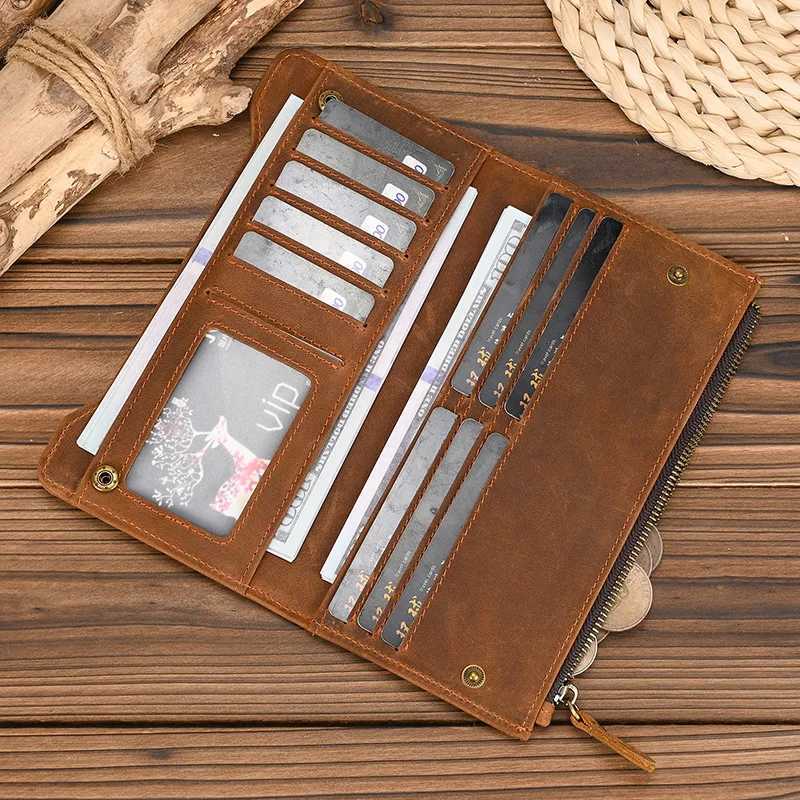 Luufan Mens Genuine Leather Wallet Single Zipper Long Wallet Ultra Thin Wallet Coin Cash Clip Mens Clutch Wallet Z250509