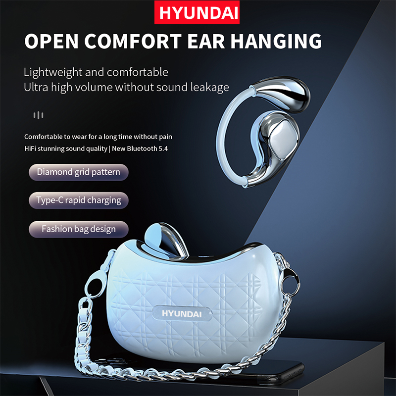 New HYUNDAI YX46 Bluetooth Headphones Small Sachet Open Earphones High Sound Light Luxury Fragrance Bag Style Charging Case For Gift