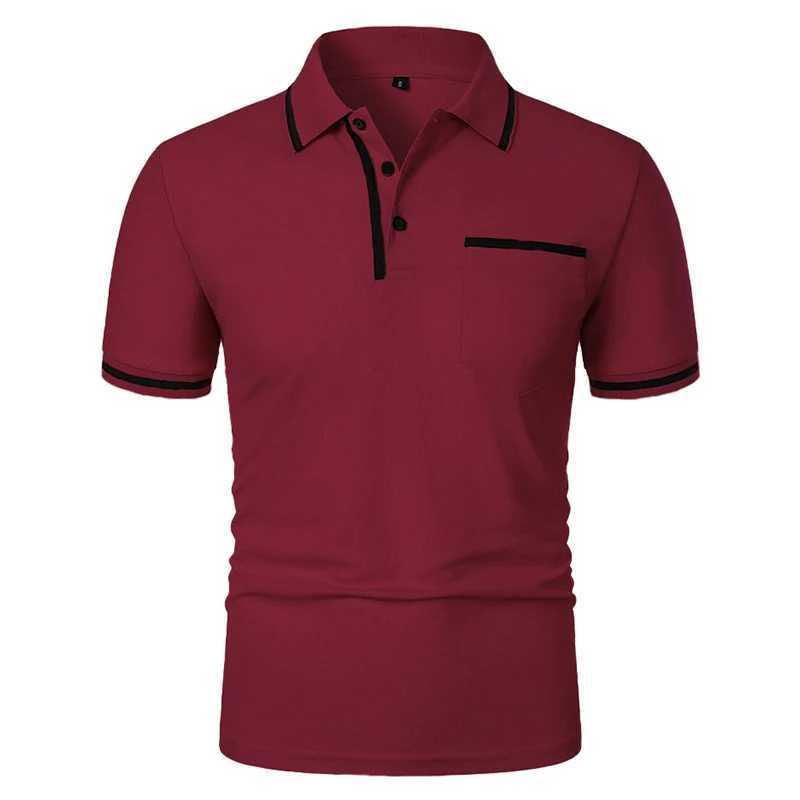 New Mens Short Sleeve Polo Shirts Solid Color Casual T-shirt Summer Trendy Breathable Loose Basic Splice Top Pockets Mens Shirts Z250509