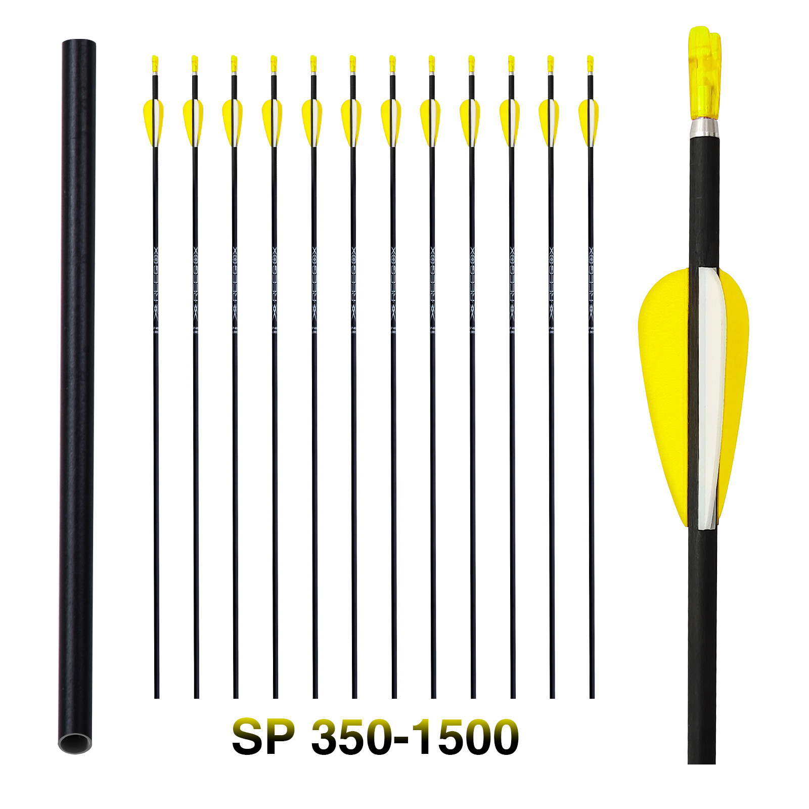 Archery Arrows without Arrow Heads Spine350-1500 31inch Targeting Arrows 4.2mm Hunting Arrows Carbon Practice Arrows for Recurve Bow & Compound Bow Ye