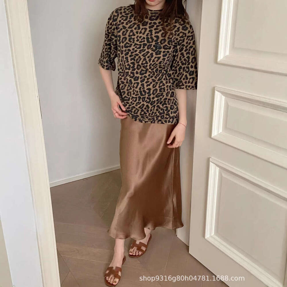 hoodie fashion women's clothing Southern Oil High Version Spring/Summer New American Niche Leopard Print Round Neck Loose Short Sleeve T-shirt fo